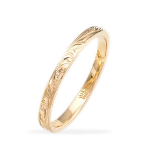 Bagues de mariage classiques F565 en or massif 18 carats, motif végétal, bagues fines unisexes pour les occasions de mariage - Product Image 4