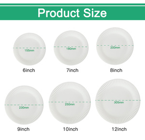 Assiettes en <span class=keywords><strong>carton</strong></span> blanc compostables personnalisées, robustes, pour gâteaux, hot-dogs, fêtes d'anniversaire, jetables, 9 et 10 pouces, avec logo, vente en gros - Product Image 2