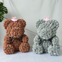 Vente chaude Saint Valentin Cadeau Anniversaires Fleur Artificielle Fait À La Main Mousse Rose Ours En Peluche