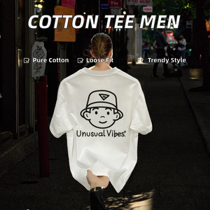 เสื้อยืดแขนสั้นผู้ชาย ผ้าฝ้าย 100% ทรงลำลอง สีพื้น น้ำหนัก 180 กรัม รุ่นอเนกประสงค์ แบรนด์ดัง แนวสตรีทอเมริกัน สไตล์หลวมๆ  คอลเลคชั่นใหม่ประจำฤดูร้อนปี 2025 - Product Image 2