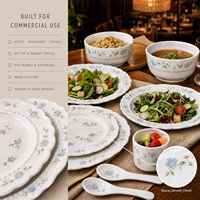 Ensemble d'assiettes en mélamine à motif floral bleu et blanc, imprimé botanique, bord perlé, vaisselle pour mariage, hôtel, buffet