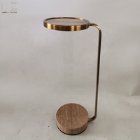 Mobilier moderne contemporain de luxe pour la maison, table basse ronde en acier inoxydable doré, marbre noir naturel, métal, petit coin