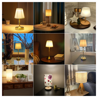Moderne Wiederaufladbare LED-Tischlampe mit Stoffschirm, Kabellose Batterie E14 Leuchte mit Touchfunktion, Ideal zur Dekoration von Esstischen und Schlafzimmern