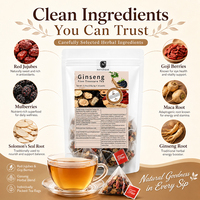 Thé aux cinq trésors de ginseng premium 100% naturel sans caféine, thé santé brut, mélange énergétique et vitalité pour hommes, sachets de thé aux herbes 5g x 30