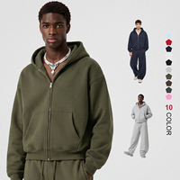Sweat à capuche zippé pour homme 345G, coupe ample, en polaire, avec impression en relief, style Hip Hop High Street décontracté