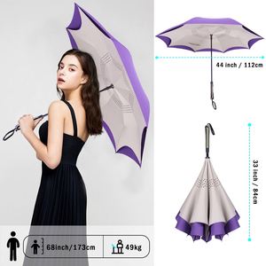 Oferta Especial: Paraguas Invertido de Doble Capa de 22 Pulgadas con Mango Recto Violeta, 8 Varillas, Clásico, Semiautomático, con Logotipo Personalizado, Regalos Empresariales - Product Image 1