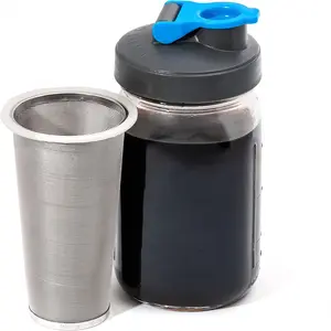 冷冲泡咖啡机-64盎司冷冲泡罐，带不锈钢超致密过滤器，3步完成冷冲泡咖啡