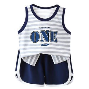 夏季新款婴儿无袖棉背心套装短裤男童韩版印花图案童装 - Product Image 5