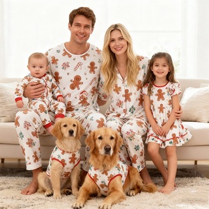 Stile europeo americano pigiama per la famiglia per adulti bambini abbigliamento invernale per la casa con albero di natale stampa <span class=keywords><strong>abiti</strong></span> abbinati per ragazze - Product Image 1