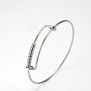 Bracciale Unisex in Acciaio Inox <span class=keywords><strong>con</strong></span> <span class=keywords><strong>Filo</strong></span> Avvolto da 1,5mm, Regolabile, <span class=keywords><strong>con</strong></span> Perline, per Uomo e Donna - Product Image 2