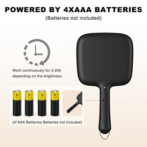 Pin hoạt động vuông màu đen du lịch mỹ phẩm biểu tượng tùy chỉnh cầm tay trang điểm cầm tay gương xử lý với ánh sáng LED - Product Image 4