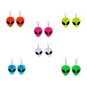 Alien Drop Earrings Rose Red Cartoon Party Costume Accessory - Product Image 5