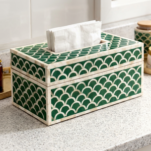Boîte à mouchoirs en os incrusté de motifs décoratifs pour chambre, salon et bureau - Product Image 1
