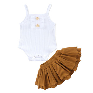 Enfants <span class=keywords><strong>contes</strong></span> décontracté 2 pièces ensemble <span class=keywords><strong>pour</strong></span> nouveau bébé fille vêtements d'été en gros jupe courte costume avec fermeture à bouton - Product Image 2
