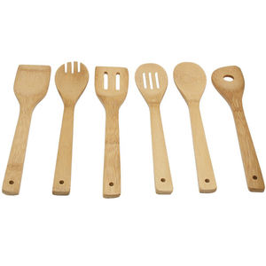 Bamboo Wooden <b>Spoons</b> & Spatulas Set - 6 Pieces Kitchen <b>Cooking</b> Utensils and 1 <b>Holder</b> - Product Image 3