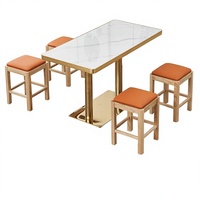 Ensemble table et chaises modernes minimalistes en bois massif, petit tabouret carré pour restaurants, snack-bars, cafés et salons de thé