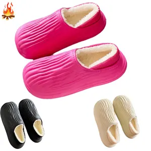 Outdoor Chunky Heel Warm Slippers For Men EVA Thick Sole Waterproof House Loafers Non-slip Winter Home Women's Cotton Slippers