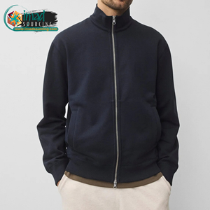Veste de survêtement zippée en tissu éponge premium pour homme, manches longues, décontractée, sportive, confortable et légère - Product Image 1