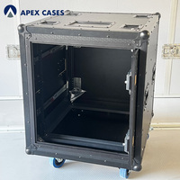 APEX CASES OEM/ODM 12U/14U/16U SLAM Lid Shock Rack System Display Case Heavy Duty Protection Spinner Wheels for Console Studio