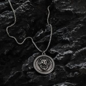 สร้อยคอจี้หัวสิงโตสแตนเลสสำหรับผู้ชาย ดีไซน์รูปทรงเรขาคณิต ลายสัตว์ เครื่องประดับแฟชั่นสำหรับการจับคู่กับเสื้อผ้า - Product Image 4