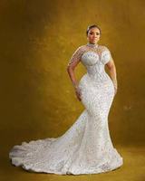 Nouvelle Arrivée 2026 Robe de Mariée Sirène en Satin, Entièrement Ornée de Diamants, Traîne Longue, Robe de Mariée Africaine