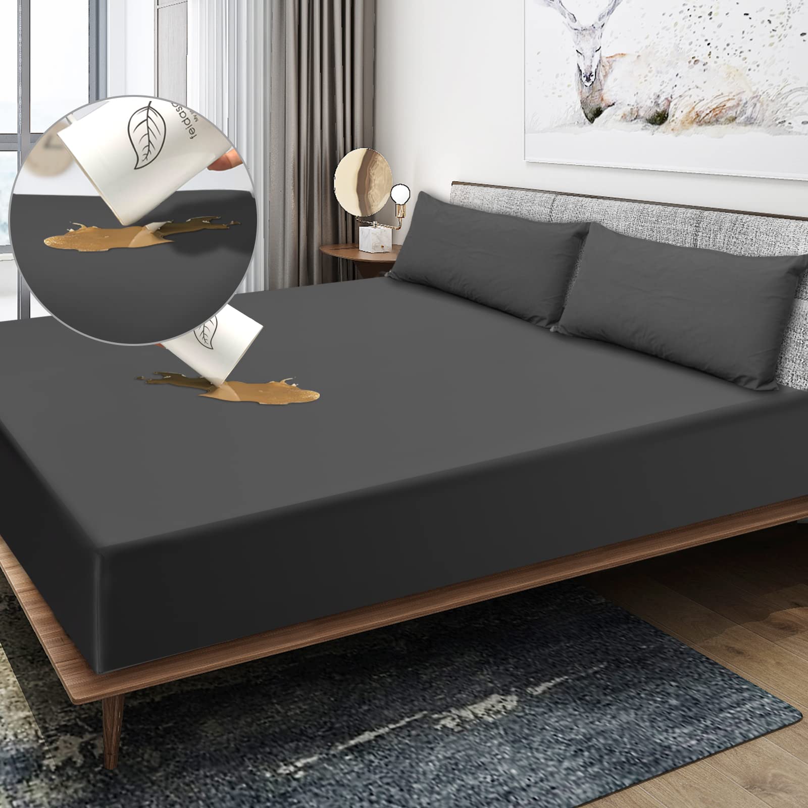 Серый гипоаллергенный дышащий водонепроницаемый защитный чехол для матраса на молнии