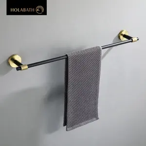 浴室配件SUS304不锈钢毛巾架卫生间壁挂式储物架哑光黑色单毛巾杆