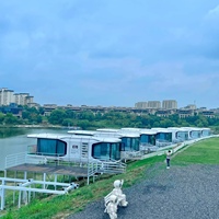 Capsule spatiale moderne de luxe Hôtel Mobile Préfabriqué Petite Maison avec cadre en acier Conteneur pour Camping Pods