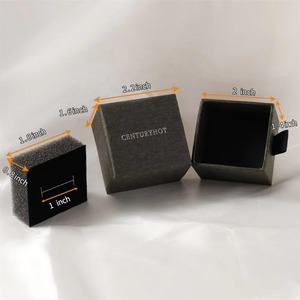 Custom Logo Black Sliding Drawer Jewelry Packaging Box Paper Cardboard <b>Ring</b> Gift Box Wholesale 5.5x5.5x4cm - Product Image 6