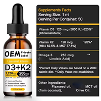 Suplemento de Vitamina D3 K2 OEM, Gotas Líquidas de Vitamina D3 K2 con Aceite de Oliva Virgen Extra, Favorece la Salud Ósea