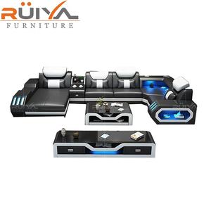 أريكة على شكل حرف U بتصميم ألماني عصري مع إضاءة LED ومشغل موسيقى - Product Image 3