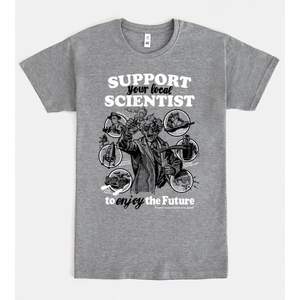 T-shirt « Soutenez votre scientifique local » gris unisexe, t-shirt promotionnel - Product Image 1