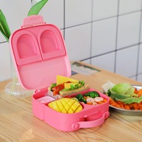 Boîte à lunch portable en plastique pour enfants, boîte à lunch compartimentée étanche, isolation thermique, couverts pour enfants