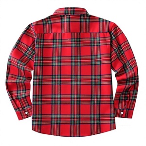 Camisa de Franela a Cuadros Roja para Hombre, Manga Larga, Corte Regular, 100% Algodón, Cuello Clásico, para Otoño, Popelina 100 - Product Image 6