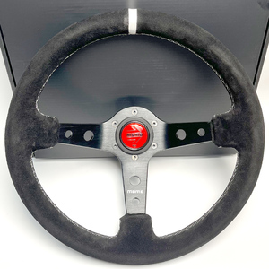 Classique Racing Sports Universal Deep Dish Volant <span class=keywords><strong>de</strong></span> <span class=keywords><strong>voiture</strong></span> en cuir recouvert d'une bague en argent Accessoire Premium - Product Image 3