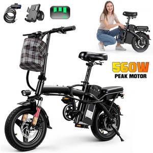 Foldable Electric Bike 48V 10AH Battery 14" Fat Tire Wheels CE for CGG US EU Factory Direct 560W Brushless Motor 32 Miles Range - Product Image 1