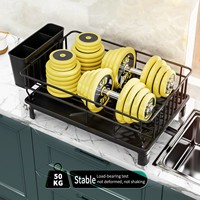 Égouttoir multifonctionnel en acier au carbone étanche pour vaisselle et bols, avec support de rangement pour baguettes et panier d'égouttage, pour cuisine moderne