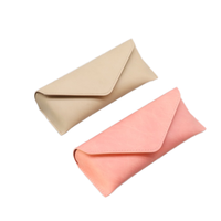Boîte à lunettes de soleil E88 en cuir souple, motif uni, forme irrégulière, résistante à la pression, portable, haut de gamme, en PU, pour le rangement des lunettes