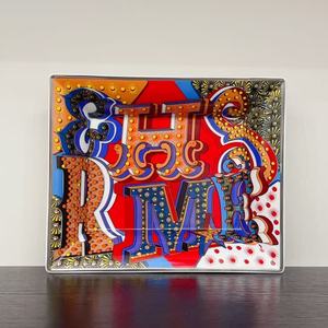 Cendrier en céramique à motif lettres artistiques, style Pop Art vibrant, plateau carré pour cigarettes, pour la décoration moderne de la maison et l'ornement de bureau - Product Image 2