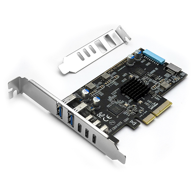 PCI Express Type C USB3.0 5-Port Adapter Hub Type E 19Pin Interface ASM3142 Chipset Expansion Card for Desktop PC