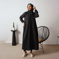 Robe Abaya de style sportif pour femmes musulmanes, de haute qualité, couleur unie, douce, manches longues, fermeture éclair sur le devant, grande taille, Jubah Turquie