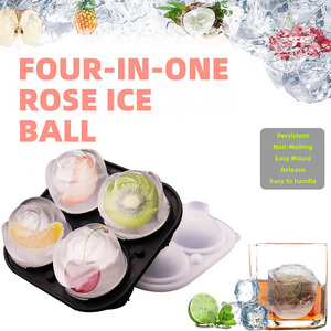 Gran oferta verano 4 cavidades gran pelota de Golf bandeja de cubitos de hielo fácil liberación reutilizable Rose hockey sobre hielo molde de silicona con tapa - Product Image 2