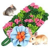 Tapis de Forrage pour Petits Animaux Evernew - Lapins, Cochons d'Inde, Souris - Design Floral Mignon Interactif, Forme Carrée, en Polyester pour l'Alimentation