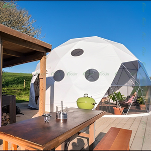 Tente moderne à dôme géodésique Glamping de <span class=keywords><strong>6m</strong></span> avec fenêtre panoramique et <span class=keywords><strong>baie</strong></span> en tissu PVC pour hôtel ou villa - Product Image 6