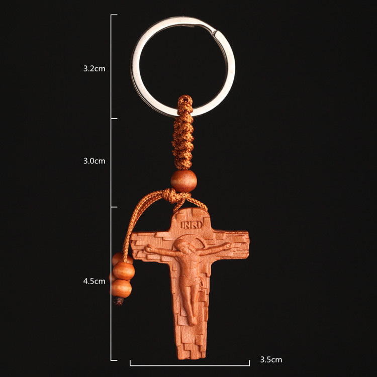 Wood Cross Keychain - Durable, Eco-Friendly Gift