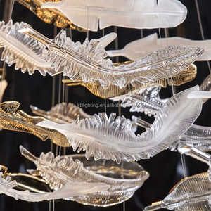 Đèn thả trần <span class=keywords><strong>LED</strong></span> trang trí nghệ thuật lớn kiểu mây tre đan, đèn chùm pha lê hiện đại, đèn treo thủy tinh - Product Image 6