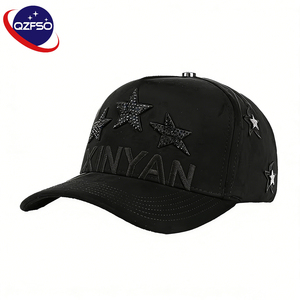 Casquette de baseball personnalisée QZFSO avec broderie 3D en strass, 100% coton, sportive, 5 panneaux, snapback, respirante, unisexe - Product Image 1