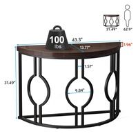 Table basse d'appoint en bois Tribesigns pour artistes, avec base géométrique, console demi-lune pour salon et entrée