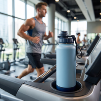 Bouteille d'eau isotherme en acier inoxydable à double paroi avec compartiment supplémentaire, personnalisable avec logo, très populaire chez Everich