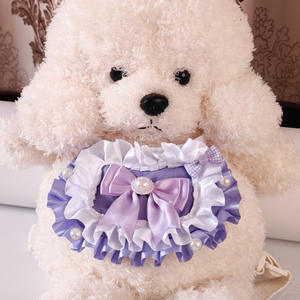 Bavoir pour chien et chat mignon coréen fait main haut de gamme, bavoir à lait en <span class=keywords><strong>fibre</strong></span> de polyester, dentelle, accessoires pour animaux de compagnie, serviette anti-salive - Product Image 4